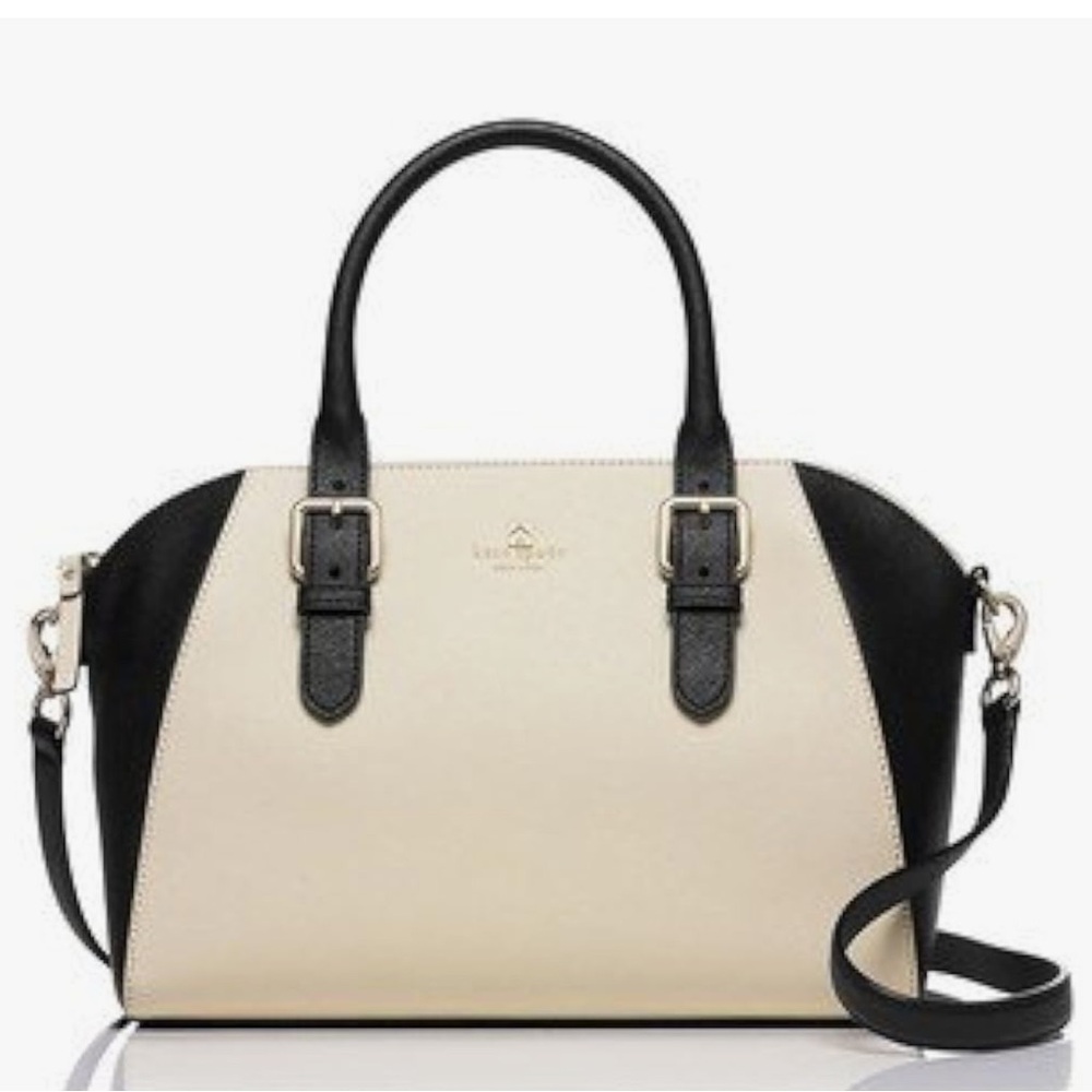 Kate Spade Black and Cream Satchel with Structured Design - Picture 2 of 13